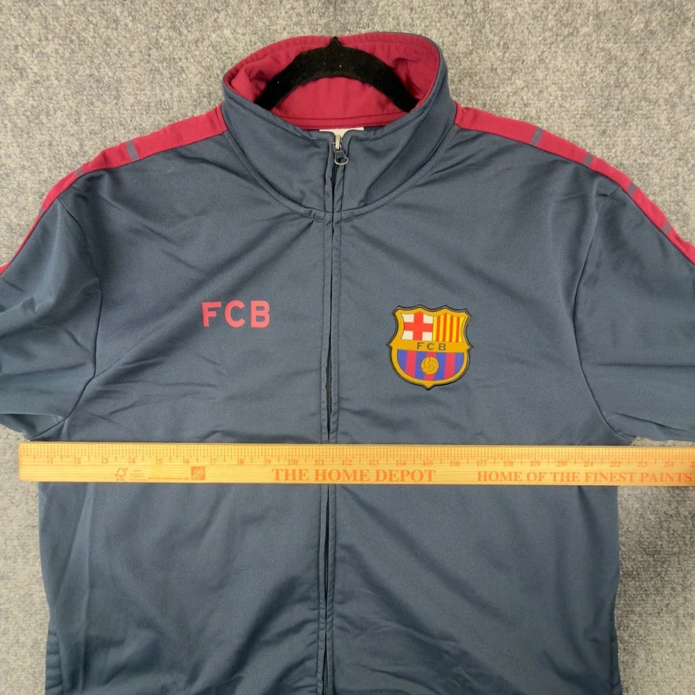 FC Barcelona Track Jacket Mens Large Navy Blue Full Zip Barca Soccer SC3-1006B20